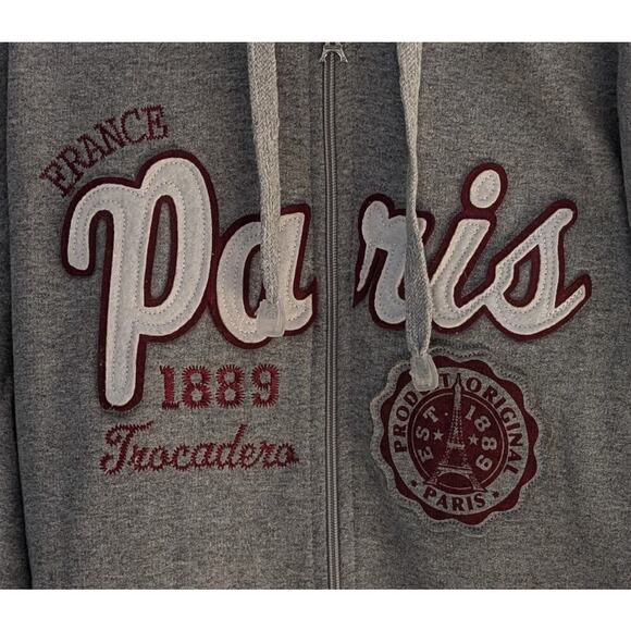 Paris Hoodie w/ Kangaroo Pocket w/ Red Writing, XL, Eiffel Tower Emblem, French - Picture 8 of 8